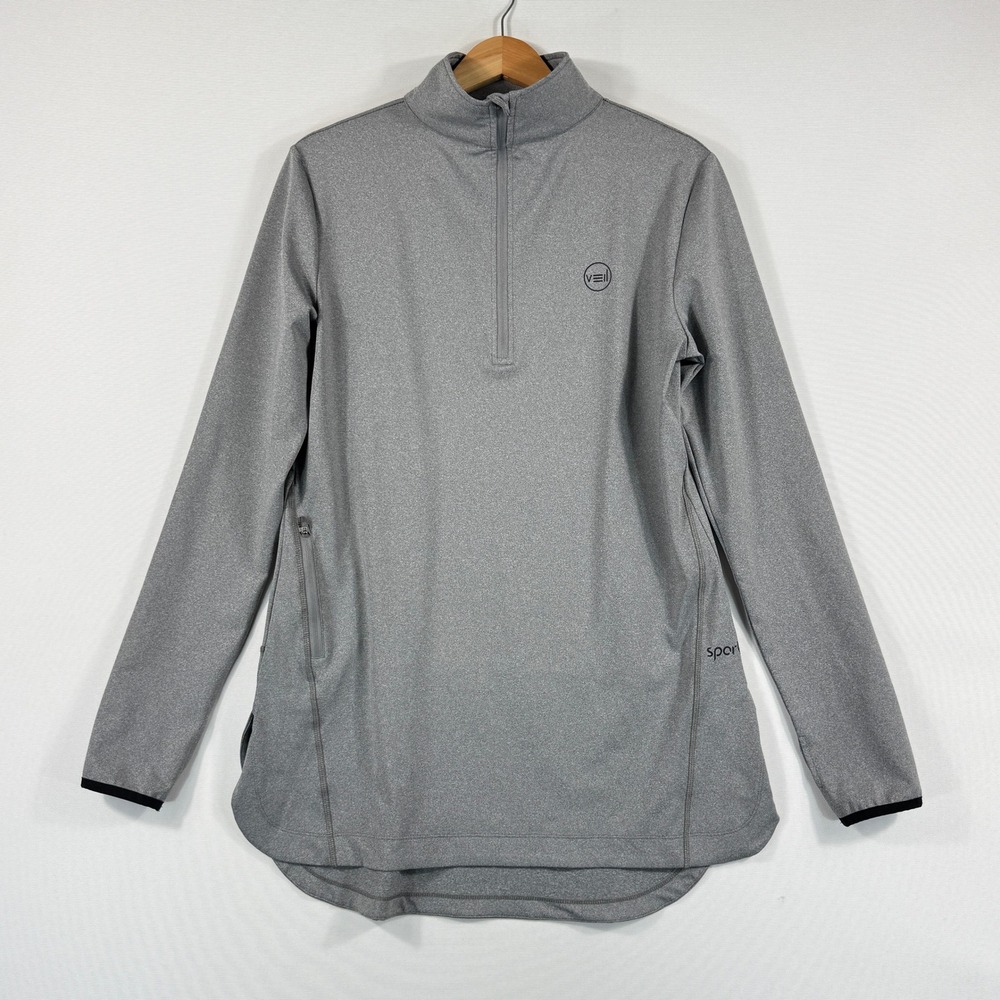 Veil Spark Quarter Zip Pullover Womens Medium Gray Modest Gorpcore Athleisure